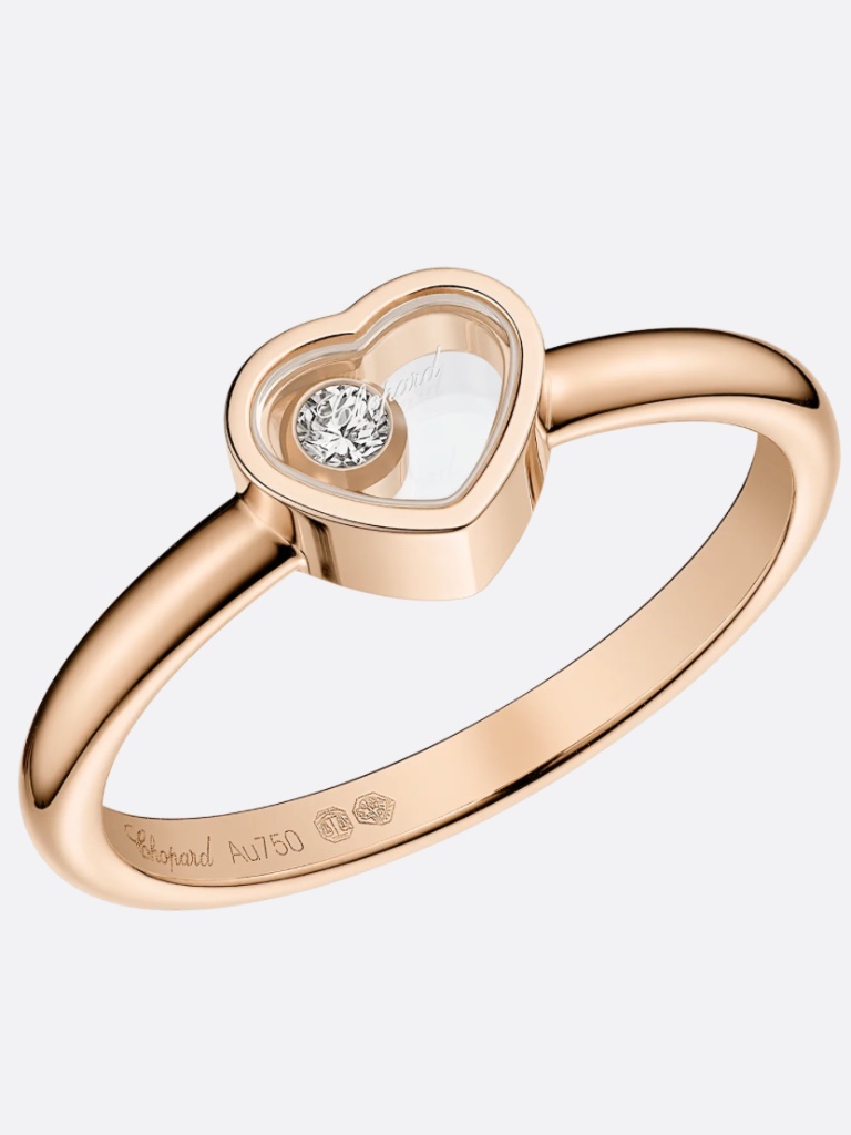 Authentic Chopard My Happy Hearts Ring 18k Rose Gold Diamond Sz6 W/ Box & Papers